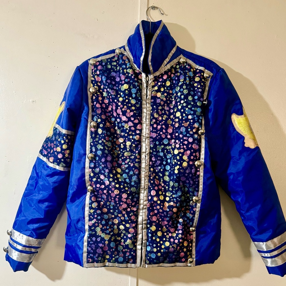 Colorful Blue Jacket with Star Accents